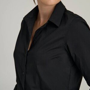 TALL Women's Black Button Up Dress Shirt